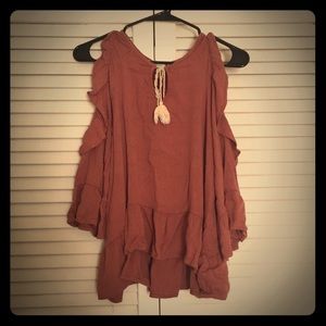 Small, cold shoulder blouse.